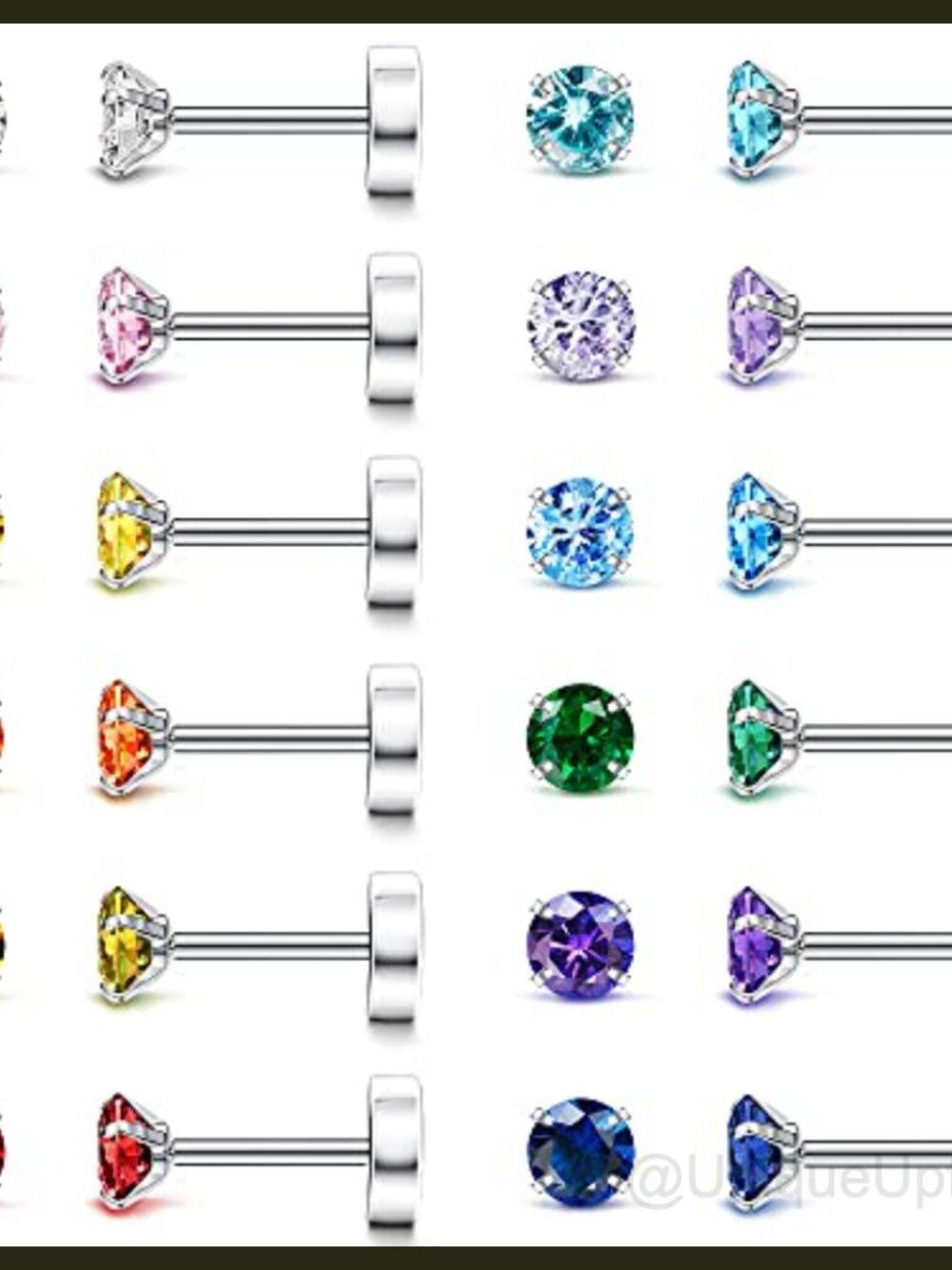 Hypoallergenic Flat Back Stud Earrings 20G Screw Back Stainless Steel